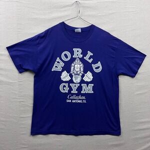 World Gym T-Shirt Mens XL Purple Vintage 90s Gorilla Graphic San Antonio TX